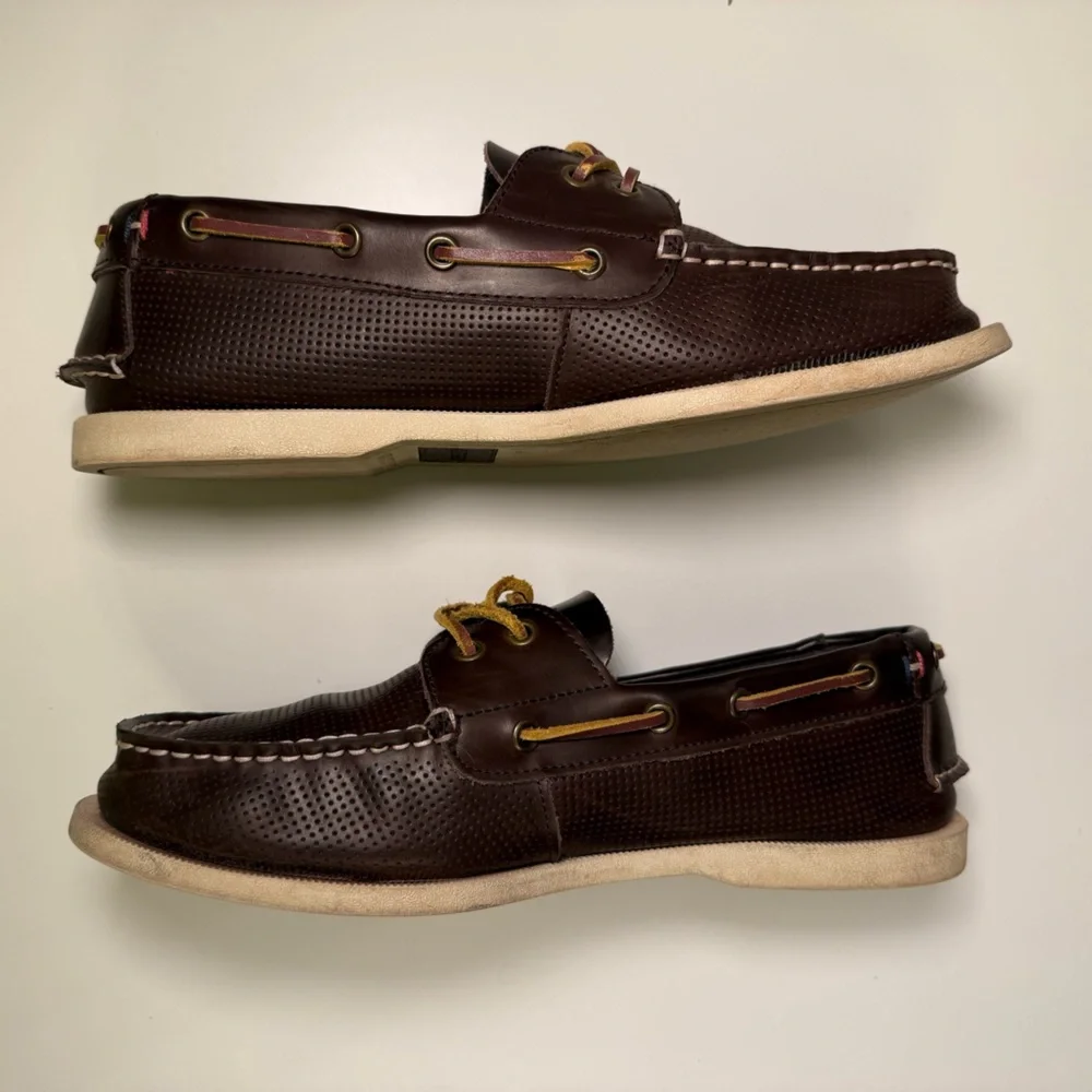 Tommy Hilfiger Bowman Apache Classic Boat Shoes Dark Brown Leather Mens Size 10
